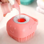 Brosse de Bain en Silicone pour Chien Distributeur de Shampoing & Massage